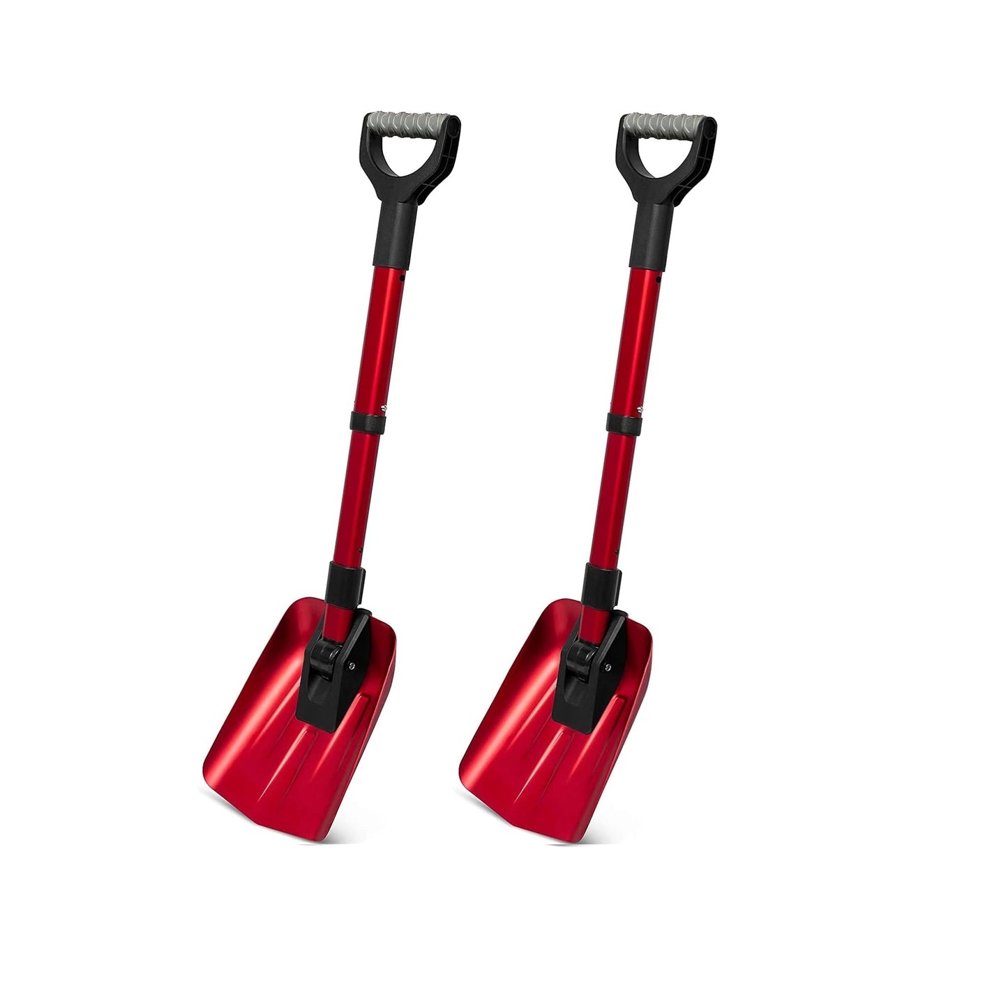 BIRDROCK HOME Folding Emergency Snow Shovel - Compact Tool for Winter Survival, Car, Snowmobiles, ATV - Lightweight Collapsible Gear for Skiing, Camping, Mud, Avalanche, Sand, Adventure - 34”, 2 Pack