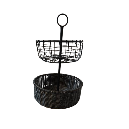 Mesa Metal and Woven Two Tier Basket